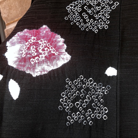 Japanese vintage 100%silk haori kimono jacket blk - Picture 3 of 5